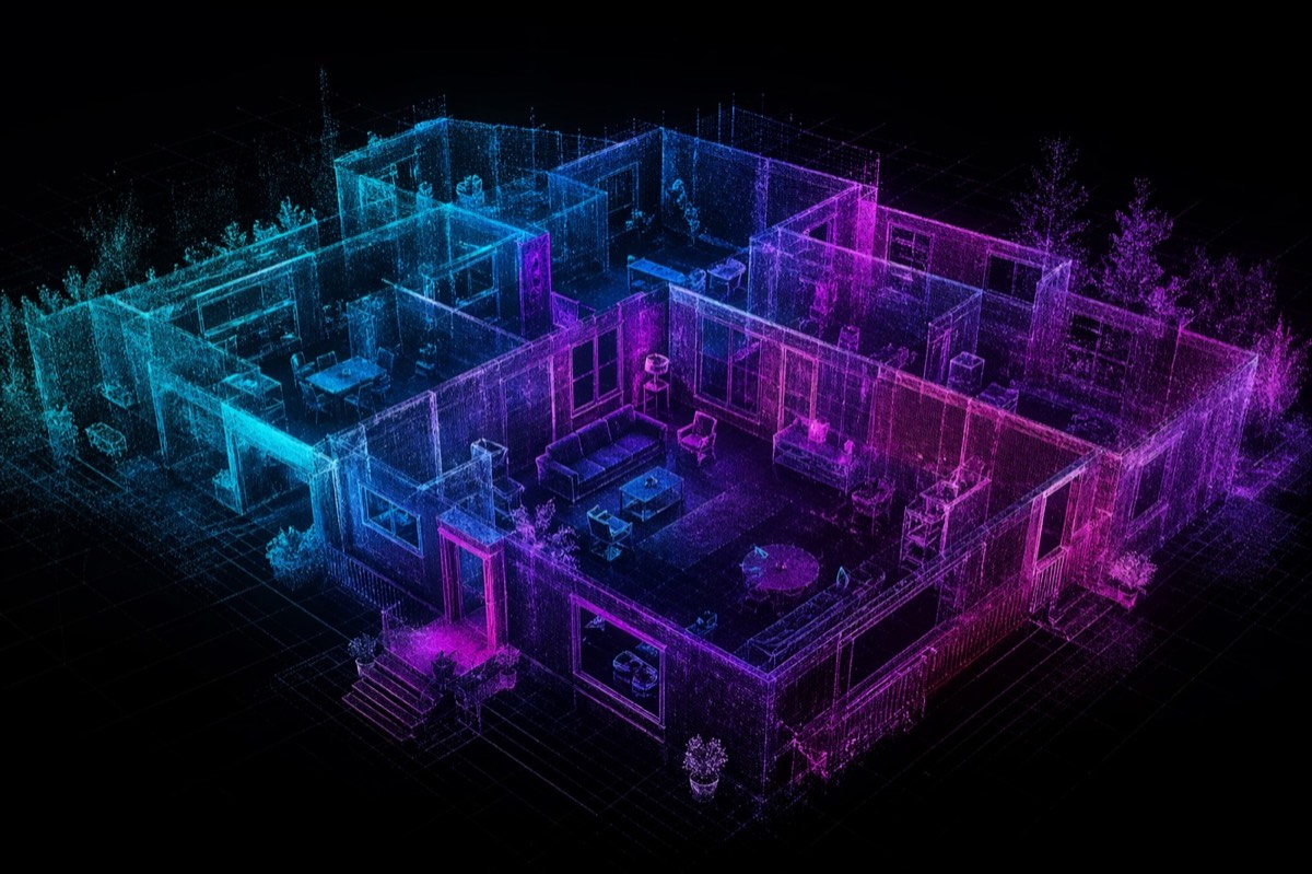 LiDAR・3Dスキャンをイメージした抽象的なビジュアル